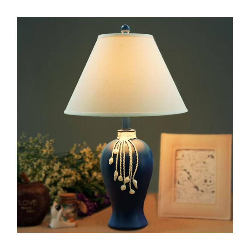 Navy Vase Tassel Table Lamp